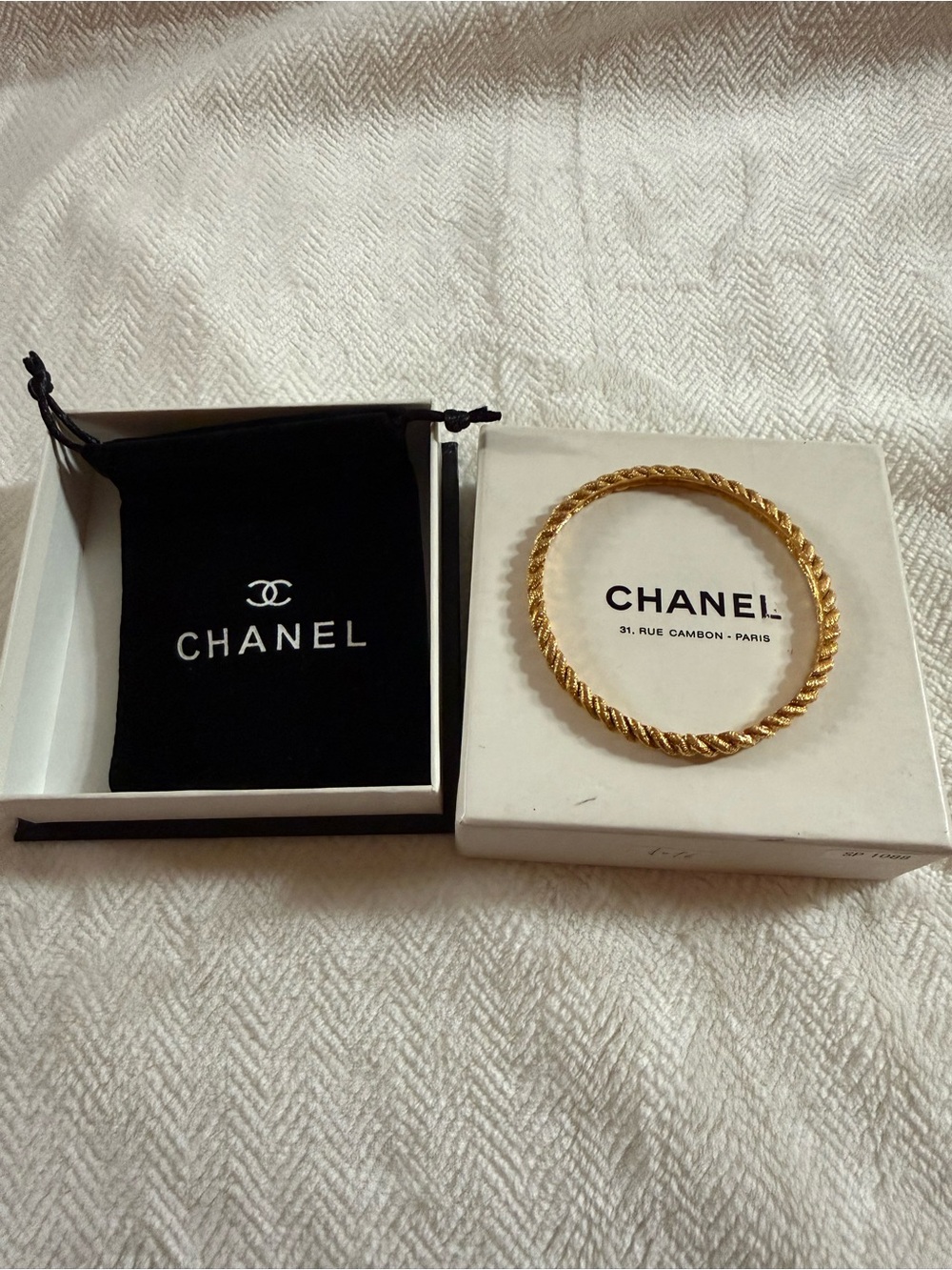 CHANEL Gold Twisted Rope Bangle Bracelet